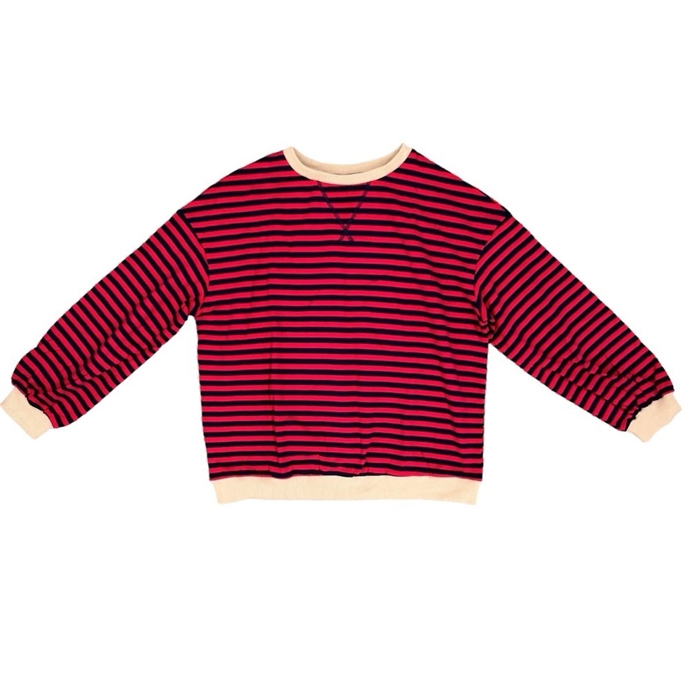NWT Labolliy Women’s Red Striped Oversized Sweatshirt - Picture 7 of 16